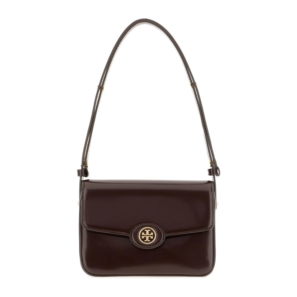 ☀️NEW☀️ Tory Burch Robinson Spazzolato Shoulder Bag Burgundy - Picture 2 of 14
